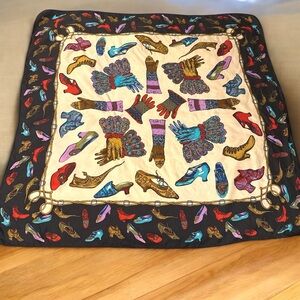 Unique Shoe Print Vintage Silk Scarf